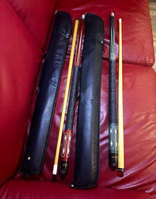 2 - Hatex Two-Piece Pool Cue w/ Case 58'' 18.5 oz Billiard Cue Stick