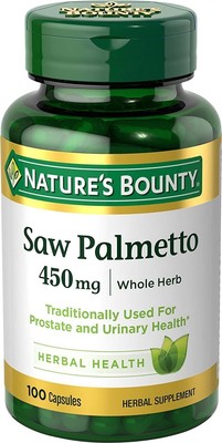 Nature's Bounty Saw Palmetto Whole Herb Herbal Supplement Capsules 450 mg 100 Ct