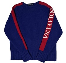 Vintage Polo Ralph Lauren Polo USA Blue / Red Sweater Size L 