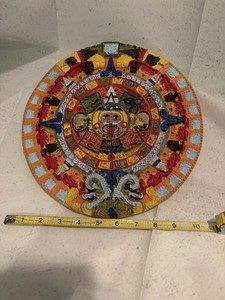 Hand Painted Resin Aztec Calendar
