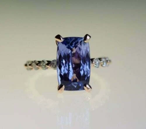 Art Deco 4.10Ct Natural Sapphire Antique Vintage Wedding Ring 14K Yellow Gold FN