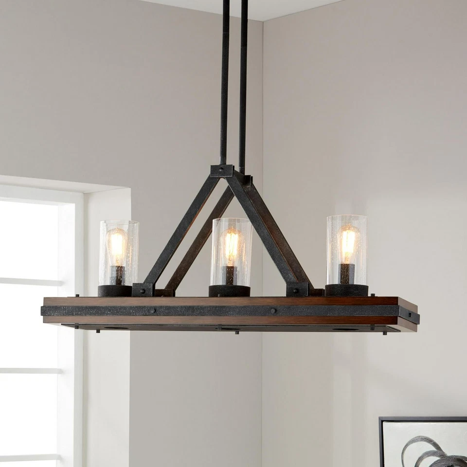 Lámpara de araña lineal Kichler Lighting Colerne 3 luces castaño rojizo Foto 2 de 4