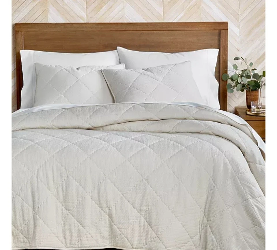 Hotel Collection Dobby Diamond 3-Pc. Coverlet Set, Full/Queen - Natural COTTON - Image 3 of 4