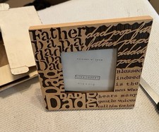 Dad Wood Carved Photo Frame 3.5"x3.5" Lasercraft Made in America