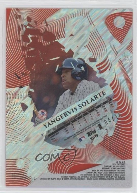 2014 Topps High Tek Red Storm Diffractor /10 Yangervis Solarte Rookie Auto RC - Image 2 of 2