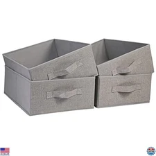JAKAGO Set of 4 Gray Fabric Storage Bins - Foldable Organizers for Clothes &