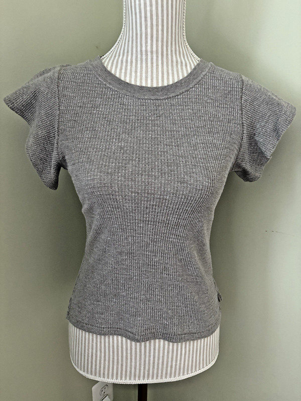Free People We the Free Anthropologie Waffle Weave Flutter Sleeve Oatmeal Sz XS