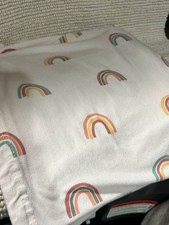 Cloud Island White Multi rainbow Cotton stretch Baby Blanket 2022 Target Soft