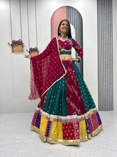 Choli with Lehenga and Fox Georgette Dupatta Embroidery Thread Sequins Work Trad