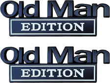 2x Old Man Edition Emblems,Car Truck for Fender, Tailgate & Bumper Black&White