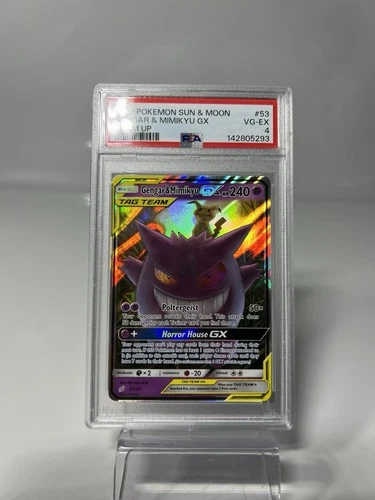PSA 4 Gengar & Mimikyu GX 53/181 Sm-Team Up Holo - Back Damage Pretty Clean