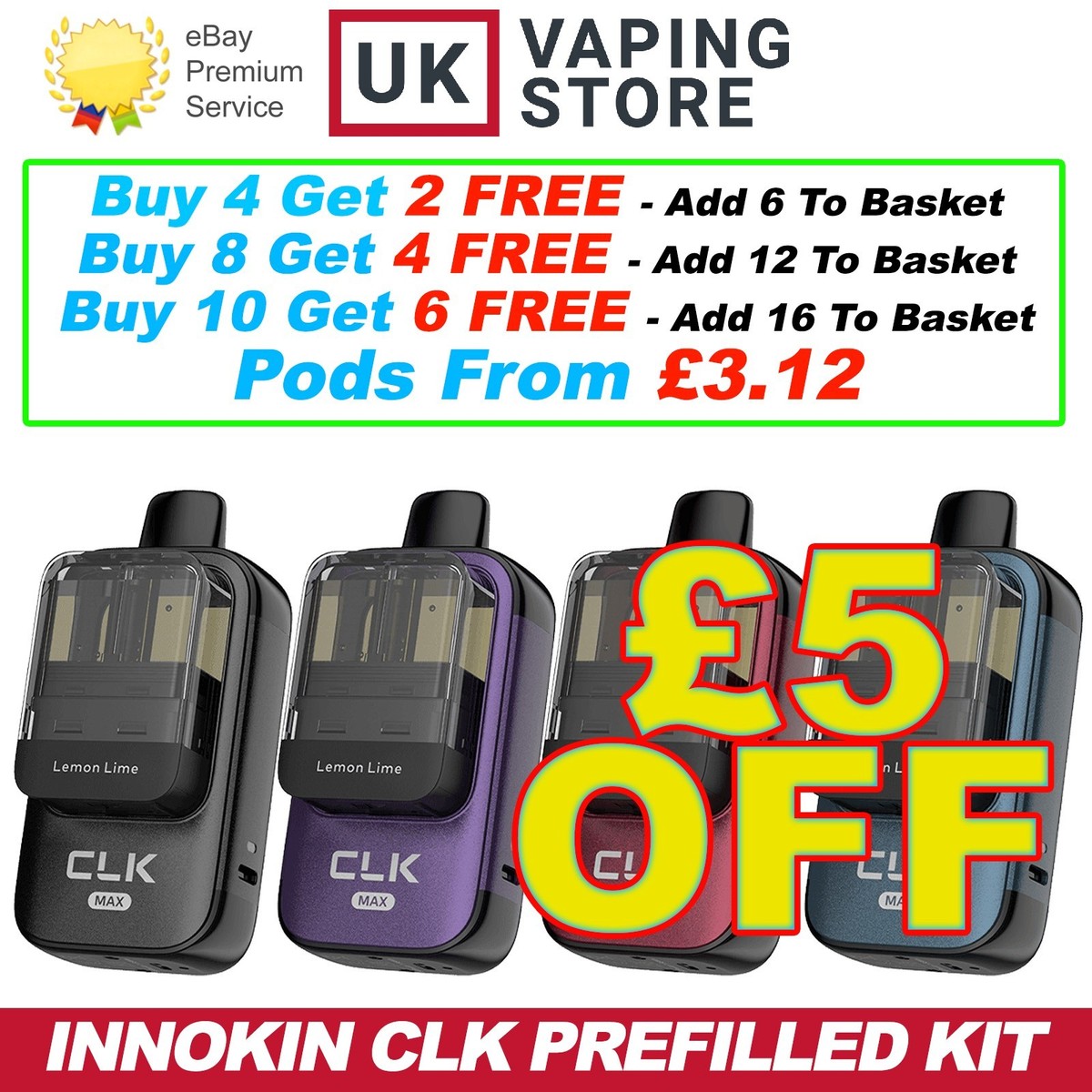 Innokin Prefilled Vape Kit | CLK Max | 20MG | 7K | Rechargable | Black  Friday