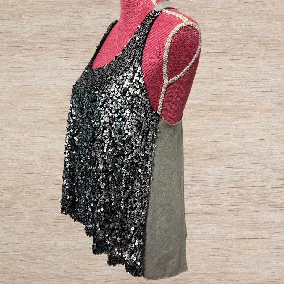 Vintage Havana Y2K Sequin Grey Hi-Low Racerback Tank Top Women’s Size Medium - Image 3 of 4