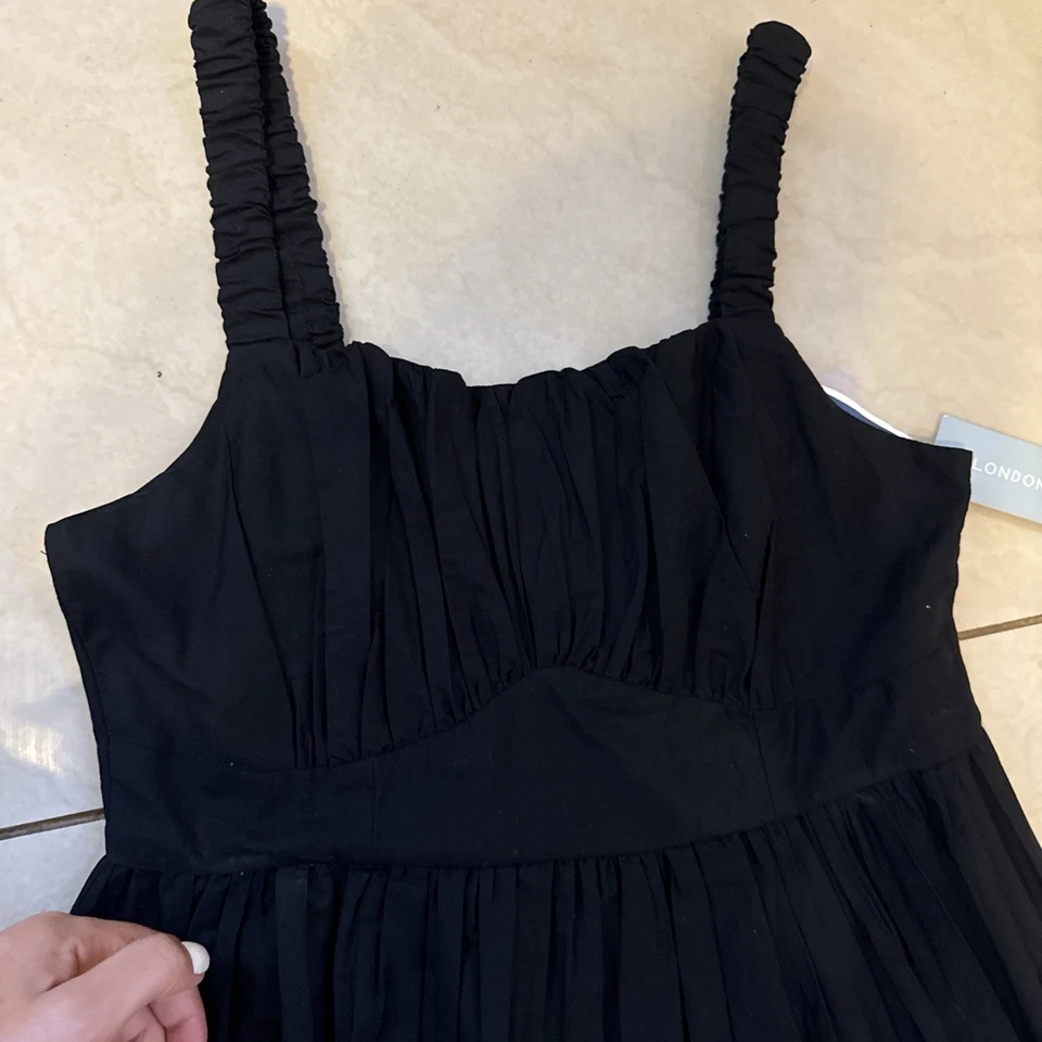 Vestido London Times Anthropologie Farm S Algodón Rio Piña Bordado Negro Foto 3 de 4