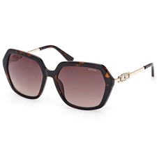 Guess Women's Sunglasses Dark Havana Acetate Geometric Shape Frame GU00267 5752F