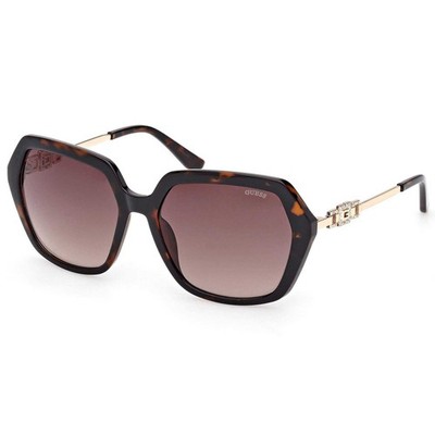 Guess Women's Sunglasses Dark Havana Acetate Geometric Shape Frame GU00267 5752F