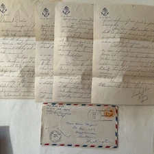 APO WWII SAILOR 1944 Letter To Girlfriend/Friend 4 Pages Navy Stationary, Censor