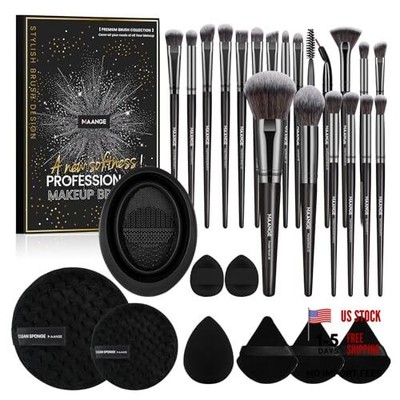 Makeup Brushes 30 Pcs Makeup Tool Set with Gift Box, Multi-functional Black