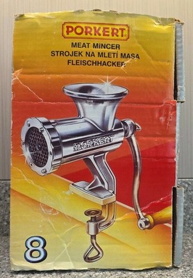 Porkert Meat Mincer 8 275-08 Cast Iron Tinned With Sausage Stuffer Complete