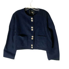 Giacca Maje Vivta misto lana twill manica lunga cropped blu navy taglia 38 media