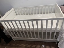 Brand New Baby Cot with Mattress and Drawer In White