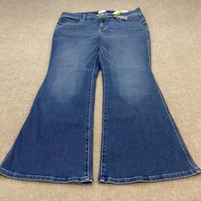 Lane Bryant Signature Fit Flare Jeans Women 18 S Blue High Rise Stretch Boho NEW