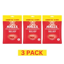 Halls ECONOMY PACK Strawberry Cough & Throat Relief 80 Cough Drops - NEW