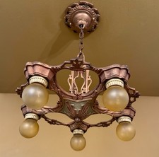 Vintage Lighting 1930s Pair Art Deco Markel Lasalle Chandeliers More Available