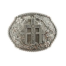 Western Belt Buckles for Men Women Rodeo Cowgirl Cowboy, Vintage Religious Cr...
