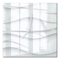 Glas-Wanduhr Aus GehäRtetem Glas Wanduhr Wellenabstraktion WeißE Zeiger 30X30 Cm