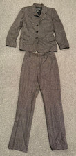 Linda Allard Ellen Tracy Silk Wool Jacket Pants Suit Set Sz Petite 2 Blazer