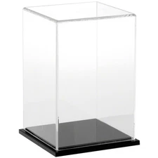 Plymor Clear Acrylic Display Case with Black Base, 4" W x 4" D x 6" H