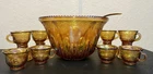 Indiana Glass Harvest Grape Marigold Carnival Glass Punch Bowl Set – 14 Pc VTG