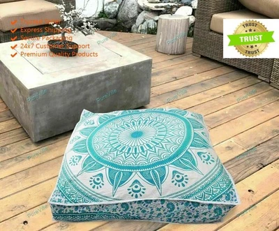 35X35" Mandala Verde Diya Forma Cuadrada Perro Cama Cojín Cubierta - Imagen 1 de 4