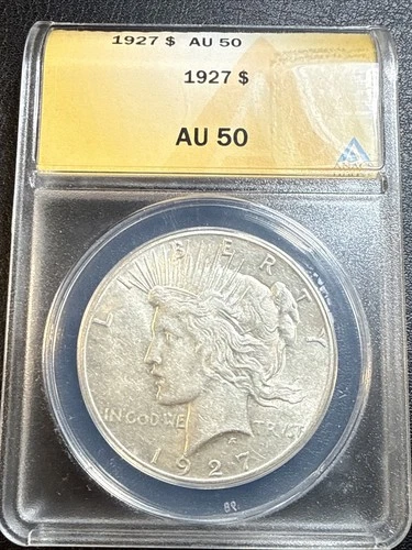 1927 $1 ANACS AU 50 Peace Silver Dollar 031405