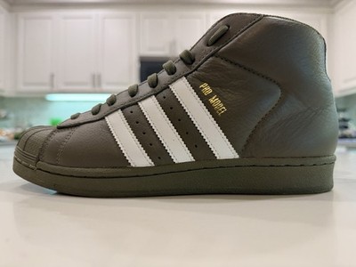 adidas Pro Model Olive White Men's Mid Top Leather Athletic Sneaker AC7067
