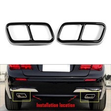Schwarz Edelstahl Auspuffblende Auspuff Abdeckung f�r 2009-2014 2010 BMW F01 7er