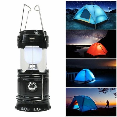 Portable Solar LED Camping Lantern Waterproof Rechargeable Emergency Flashlight