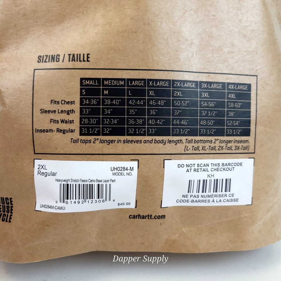 Carhartt Heavyweight Stretch Fleece Camo Base Layer Pants Mens 2XL UH0284-M New - Image 4 of 4