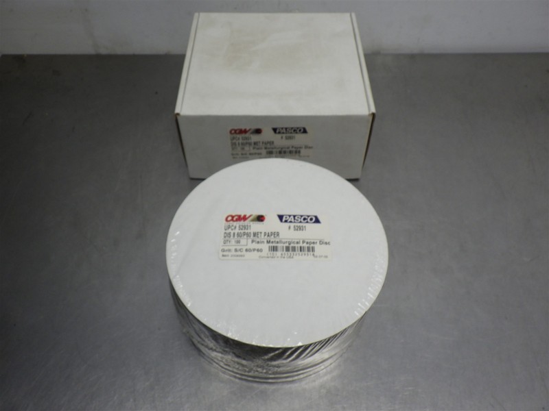100 NEW! CGW 8" Plain-Backed Metallurgical Sanding Discs 60 GRIT #52931