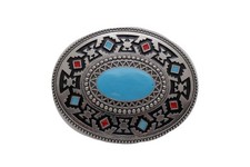 Men Women Buckle Silver Metal Western Fashion Turquoise Blue Ethnic Bohemian