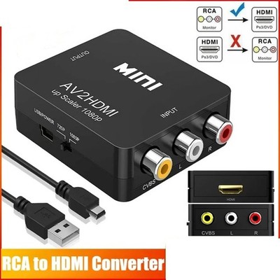 AV zu HDMI Adapter Konverter Full HD 1080P Video Audio TV 3 RCA HDMI
