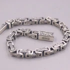 Real 925 Sterling Silver Bracelet Men's Women 5mm Square Byzantine Link 7.1inchL