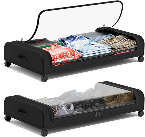 Under Bed Storage with Wheels 2 Pack: under Bed Storage Containers with Lids, La - Picture 11 of 12