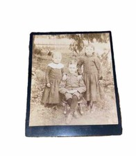 Antique Cabinet Card Family Unhappy Children Boy Girls Posing 1880-1890