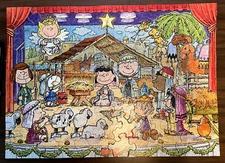 Rare Vtg Peanuts "Merry Christmas, Everyone"  Nativity 100 Pc Puzzle -Springbok