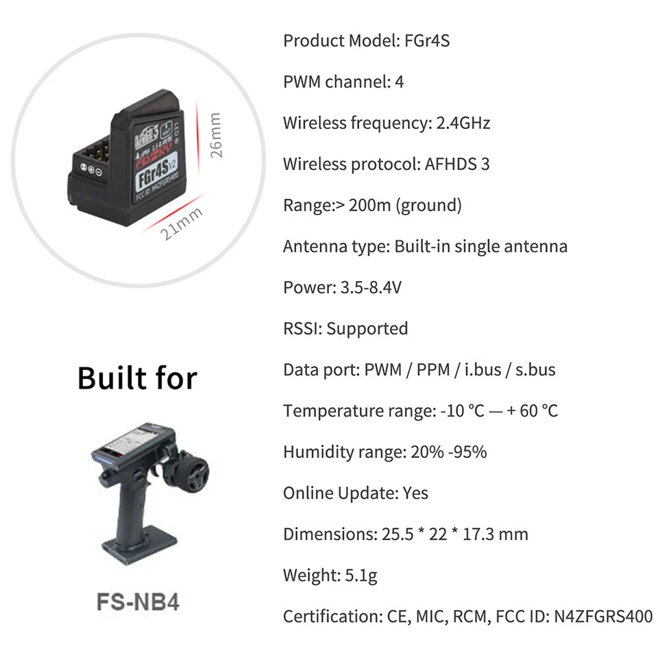 Flysky FGR4S FGR4P FGR4B FS-GR3E FS-R6B FS-iA6 FS-iA6B FS-BS6 FS-R9B RC Receiver - Image 3 of 4