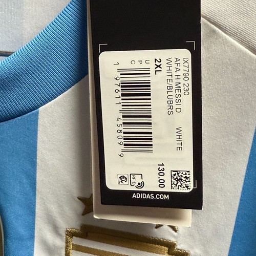 Adidas Argentina Soccer Jersey Mens 2XL Striped Messi #10 World Cup 2022 NEW - Picture 11 of 15