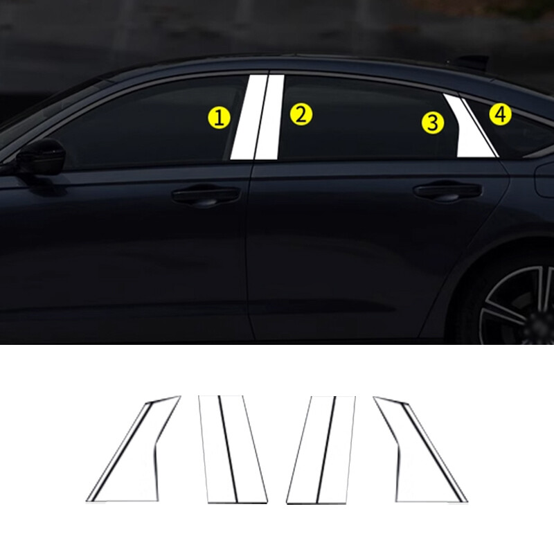 Chrome Steel Exterior Window Bc-Pillar Cover Fit For Honda Accord 11th 2023-2024