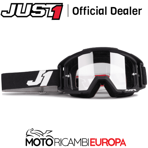 MASCHERINA OCCHIALI MASCHERA DA CROSS NERA ENDURO JUST VITRO LENTE  TRASPARENTE | eBay